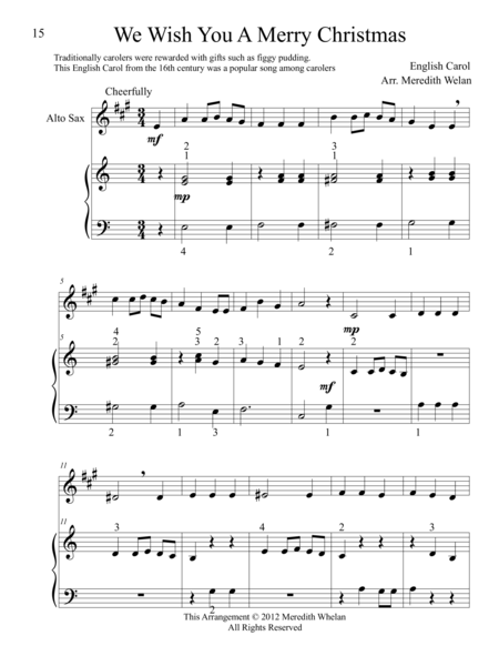 Free Sheet Music Christmas Duets For Alto Saxophone Piano We Wish You A Merry Christmas