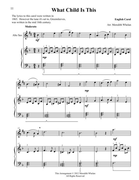 Free Sheet Music Christmas Duets For Alto Saxophone Piano What Child Is This Greensleeves