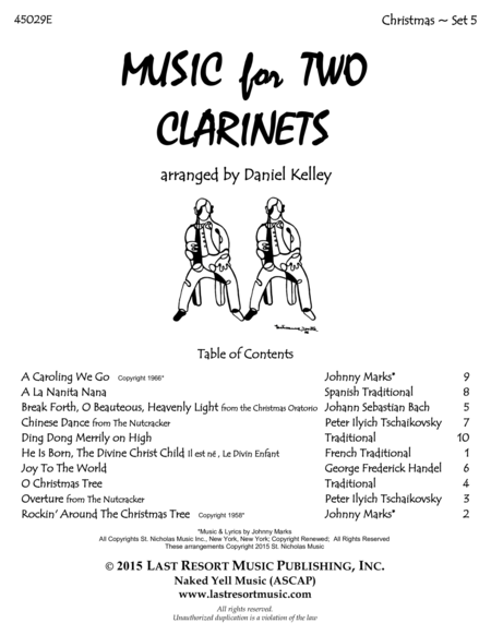 Christmas Duets For Clarinet Set 5 Music For Two Clarinets Sheet Music