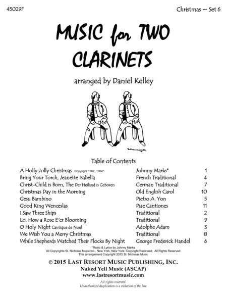 Christmas Duets For Clarinet Set 6 Music For Two Clarinets Sheet Music