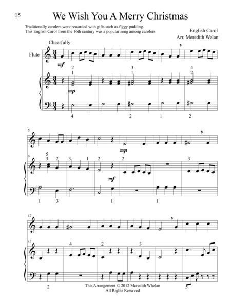 Free Sheet Music Christmas Duets For Flute Piano We Wish You A Merry Christmas