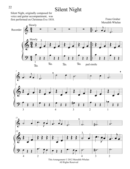 Free Sheet Music Christmas Duets For Recorder Piano Silent Night