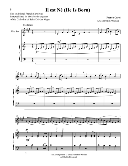 Free Sheet Music Christmas Duets For Saxophone Piano Il Est Ne He Is Born