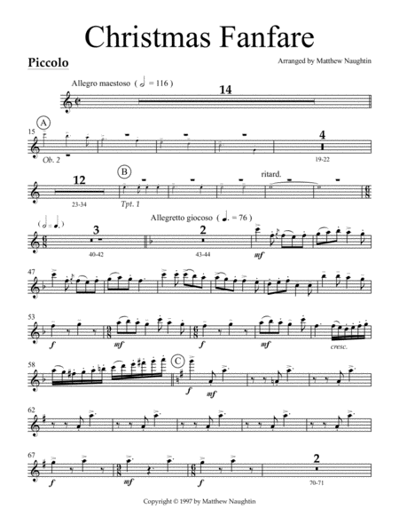 Free Sheet Music Christmas Fanfare Set Of Parts