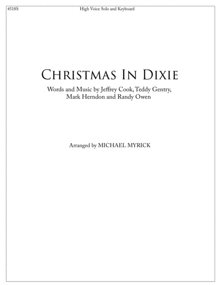 Free Sheet Music Christmas In Dixie High Voice