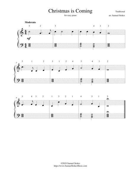 Christmas Is Coming For Easy Piano Sheet Music