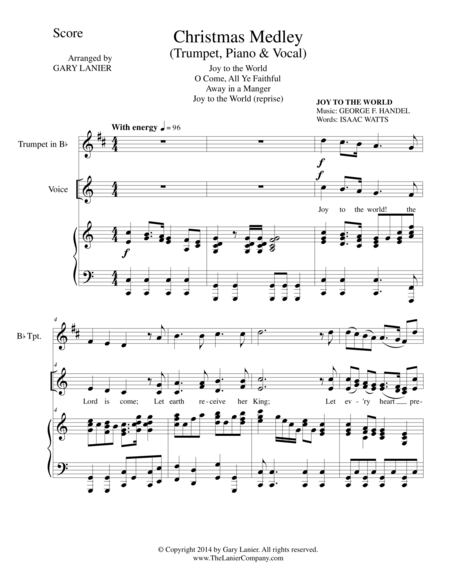 Christmas Joy Medley Bb Trumpet Piano Optional Vocal With Parts Sheet Music