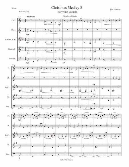 Free Sheet Music Christmas Medley 8 For Wind Quintet