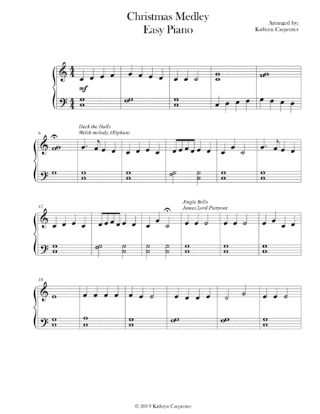 Free Sheet Music Christmas Medley Of Songs Easy Piano