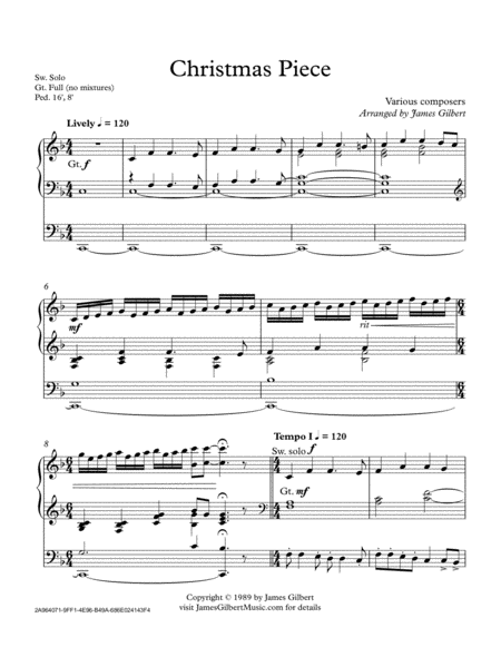 Free Sheet Music Christmas Piece Or033
