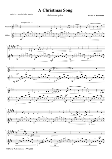 Christmas Song Clarinet And Guitar Sheet Music