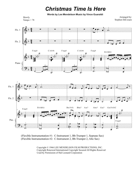 Christmas Time Is Here Duet For Flexible Treble Instruments Sheet Music