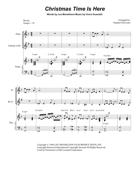 Christmas Time Is Here Duet For Flute And Bb Clarinet Sheet Music