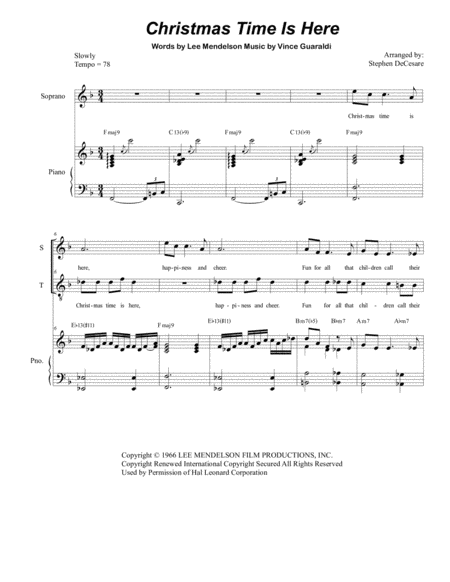 Christmas Time Is Here Duet For Soprano And Tenor Solo Sheet Music