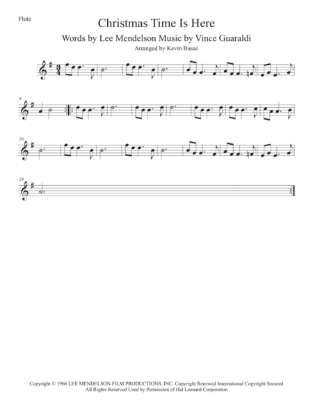Free Sheet Music Christmas Time Is Here Flute