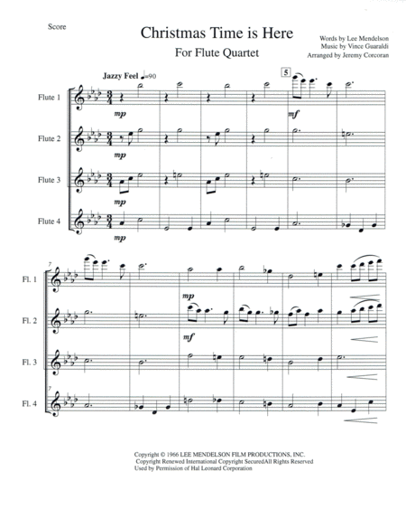 Christmas Time Is Here For Flute Quartet Sheet Music