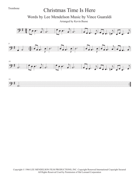 Christmas Time Is Here Trombone Sheet Music