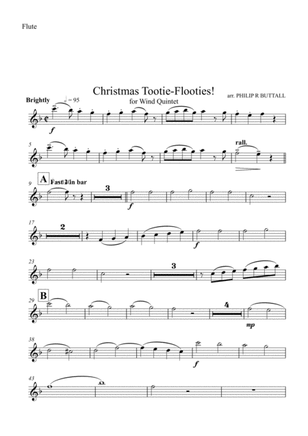 Free Sheet Music Christmas Tootie Flooties Wind Quintet Set Of Parts X5