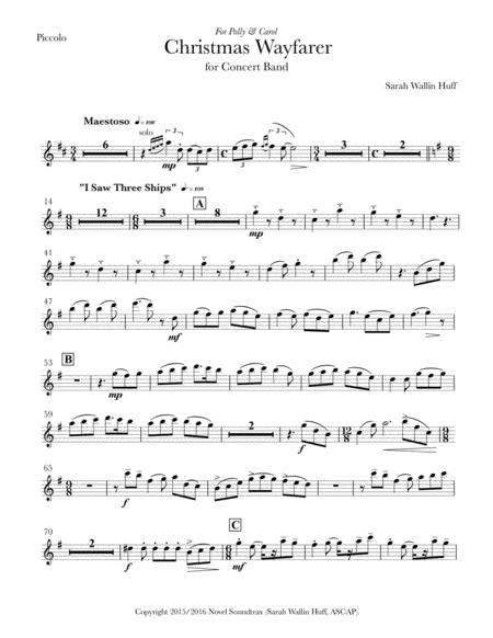 Free Sheet Music Christmas Wayfarer For Concert Band Parts