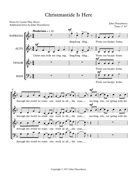 Free Sheet Music Christmastide Is Here