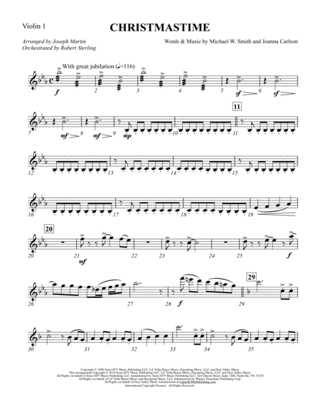 Free Sheet Music Christmastime Arr Joseph M Martin Violin 1