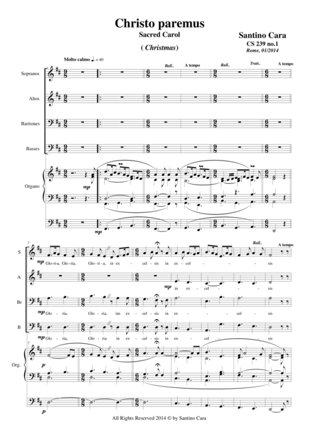 Free Sheet Music Christo Paremus Carol Sabrb Choir And Organ