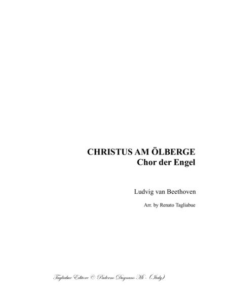 Christus Am Olberge Chor Der Engel Op 85 Beethoven For Satb Choir And Piano Here Only Satb Choir Part Sheet Music