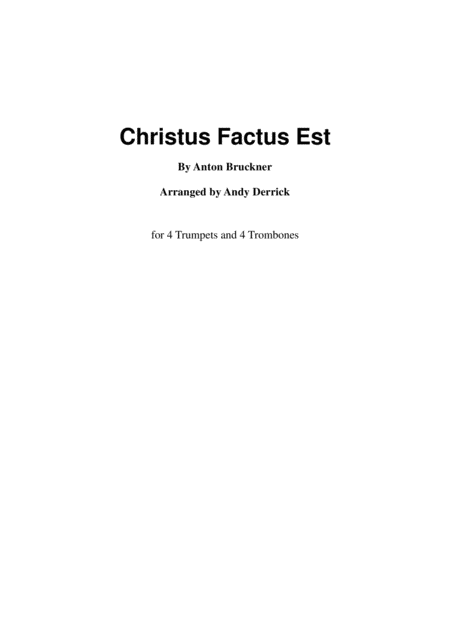 Free Sheet Music Christus Factus Est By Bruckner For 8 Brass
