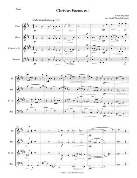 Free Sheet Music Christus Factus Est For Wind Quartet