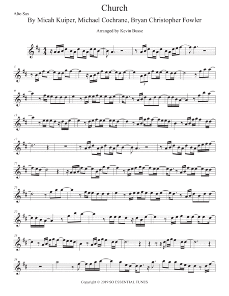 Church Take Me Back Alto Sax Sheet Music