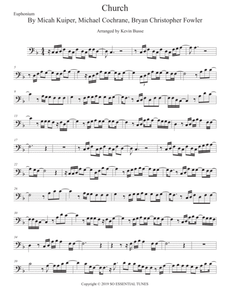 Church Take Me Back Euphonium Sheet Music