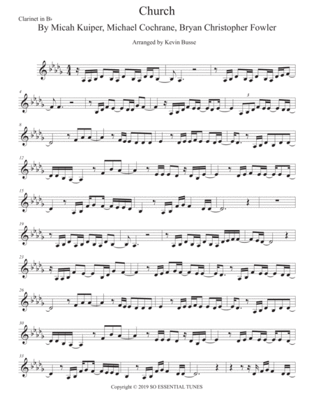 Church Take Me Back Original Key For Clarinet Sheet Music