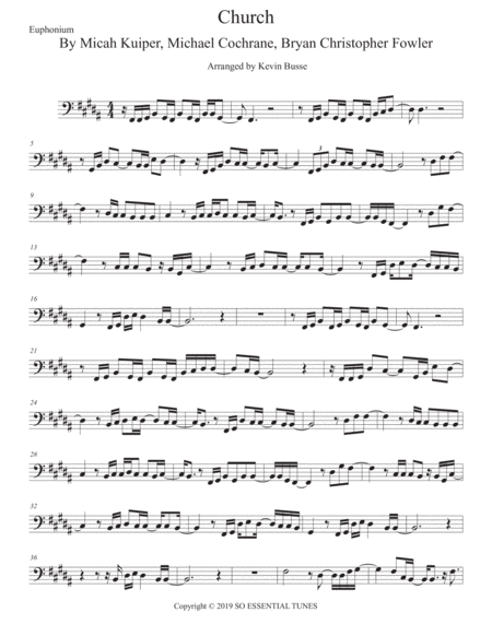 Church Take Me Back Original Key For Euphonium Sheet Music