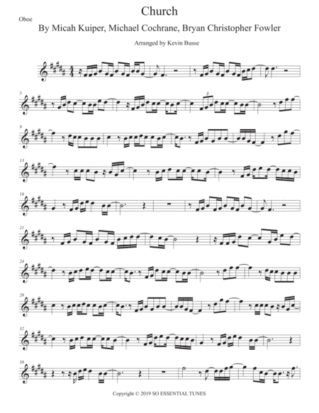 Church Take Me Back Original Key For Oboe Sheet Music