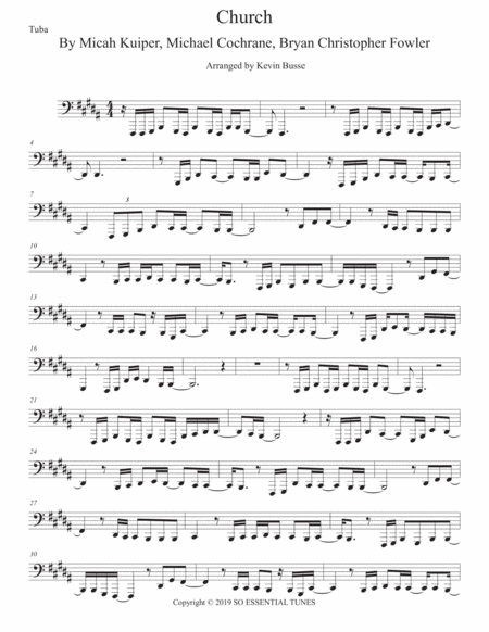 Church Take Me Back Original Key For Tuba Sheet Music