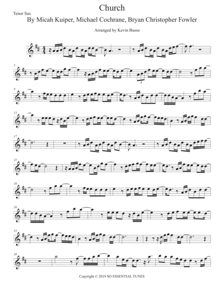 Free Sheet Music Church Take Me Back Tenor Sax Easy Key Of C