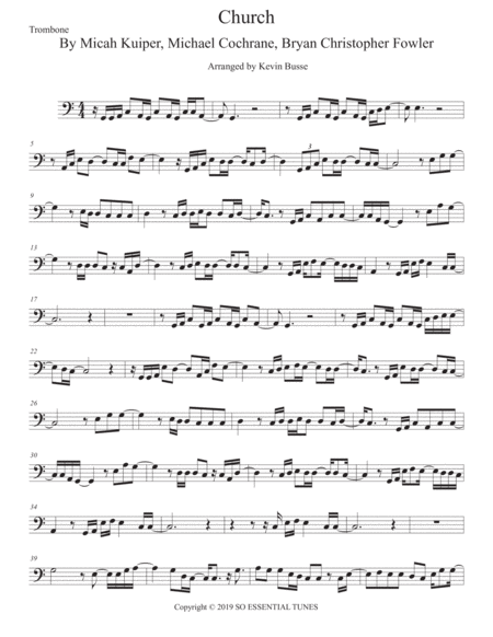 Church Take Me Back Trombone Easy Key Of C Sheet Music