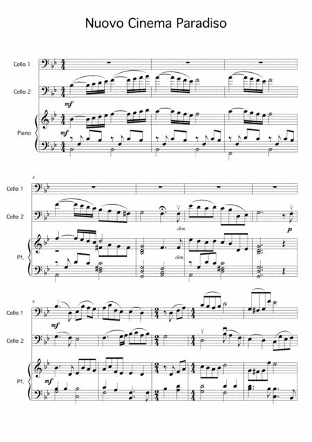 Cinema Paradiso For 2 Cellos Piano Sheet Music