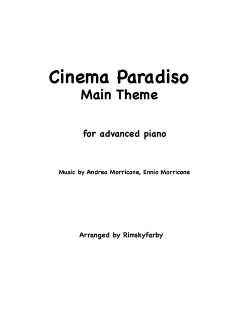 Cinema Paradiso Main Theme For Advanced Piano Sheet Music