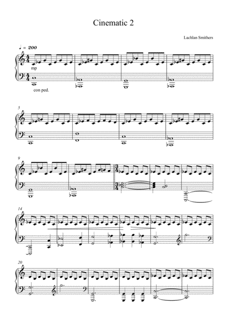 Cinematic 2 Movie Music For Piano Sheet Music