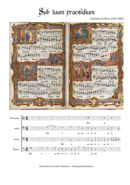 Free Sheet Music Cipriano De Rore Sub Tuum Praesidium