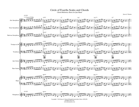 Free Sheet Music Circle Of Fourths All Chords For Jazz Band