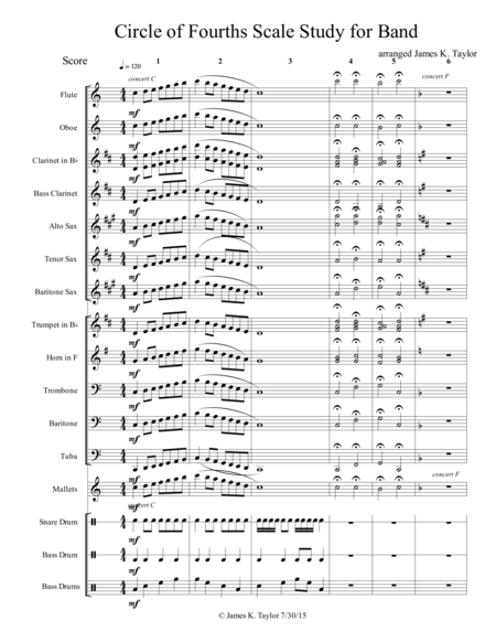 Free Sheet Music Circle Of Fourths Scale Study For Band And Orchestra