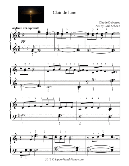 Clair De Lune Easier To Play Intermediate Arrangement Sheet Music