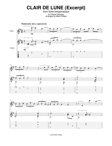 Free Sheet Music Clair De Lune Excerpt