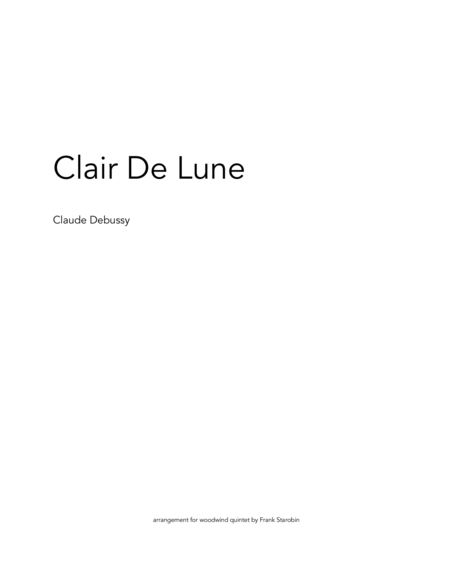 Clair De Lune For Woodwind Quintet Sheet Music