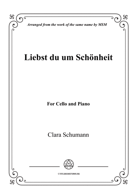 Clara Liebst Du Um Schnheit For Cello And Piano Sheet Music