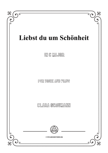 Clara Liebst Du Um Schnheit In C Major For Voice And Piano Sheet Music