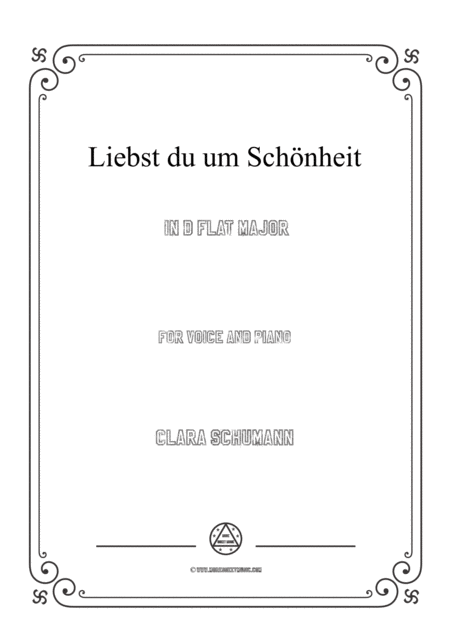 Clara Liebst Du Um Schnheit In D Flat Major For Voice And Piano Sheet Music