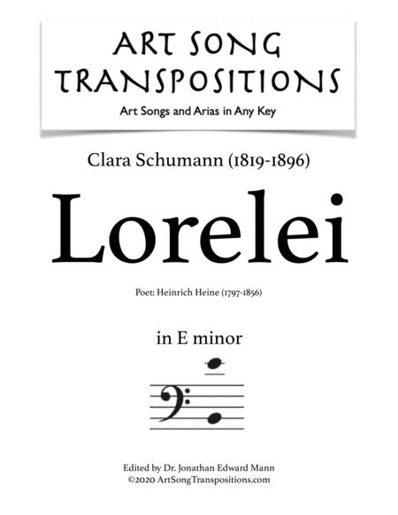 Clara Schumann Lorelei Transposed To E Minor Bass Clef Sheet Music